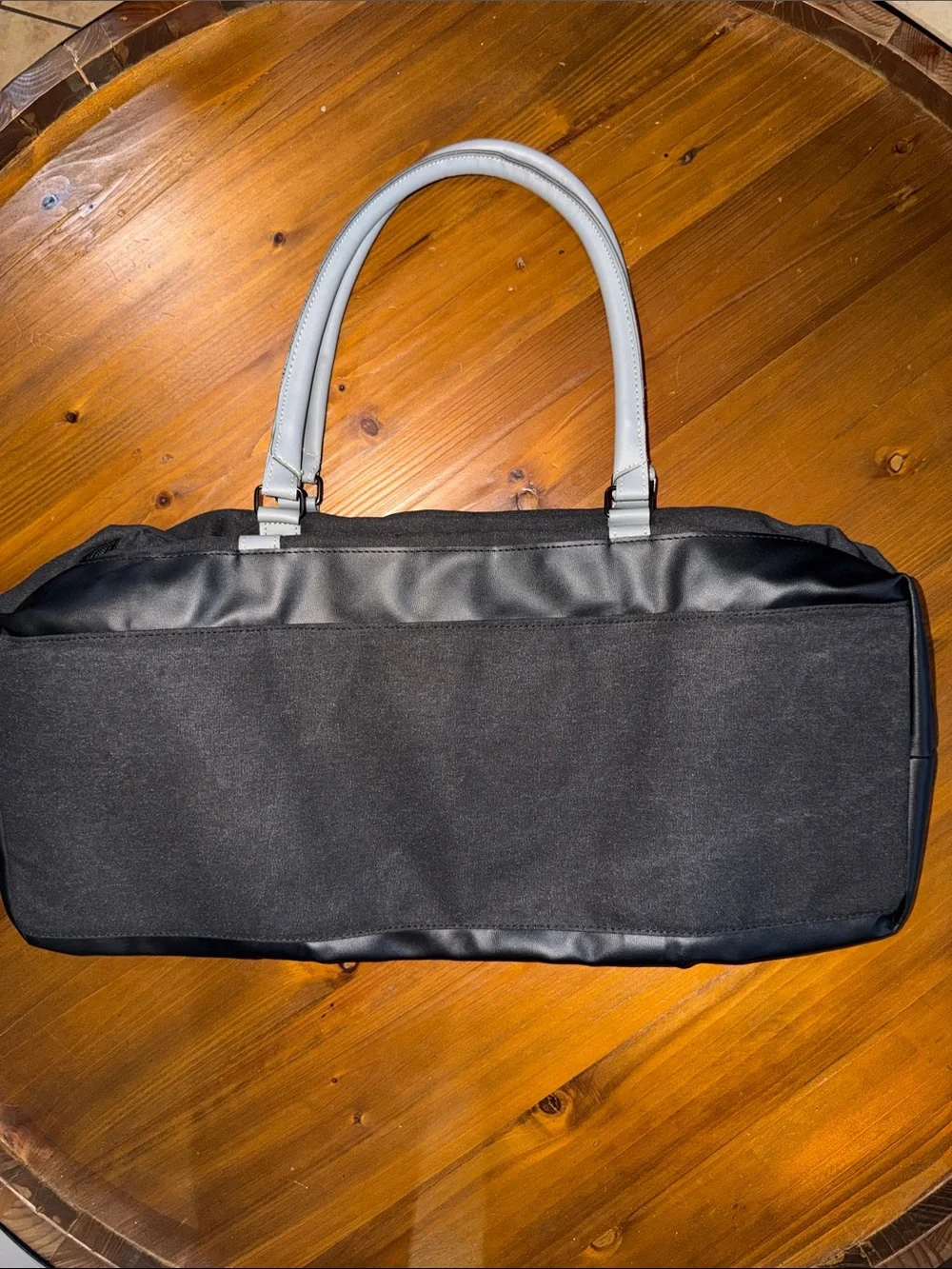Men's Black Weekender Duffel Bag with Light Gray Straps